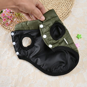 Žiemos šilti naminių šunų paltai drabužiai šunims stori vienspalviai šunų drabužiai mažam šuniui Raudona žalia kalėdinio stiliaus didelė šuns striukė