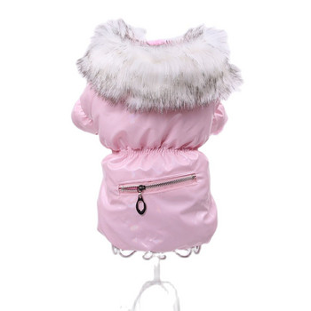 Dog Cat PU Δερμάτινο μπουφάν με σχέδιο τσέπης με φερμουάρ Φόρεμα για Pet Puppy Hoodie Χειμερινά ζεστά ρούχα Ένδυση