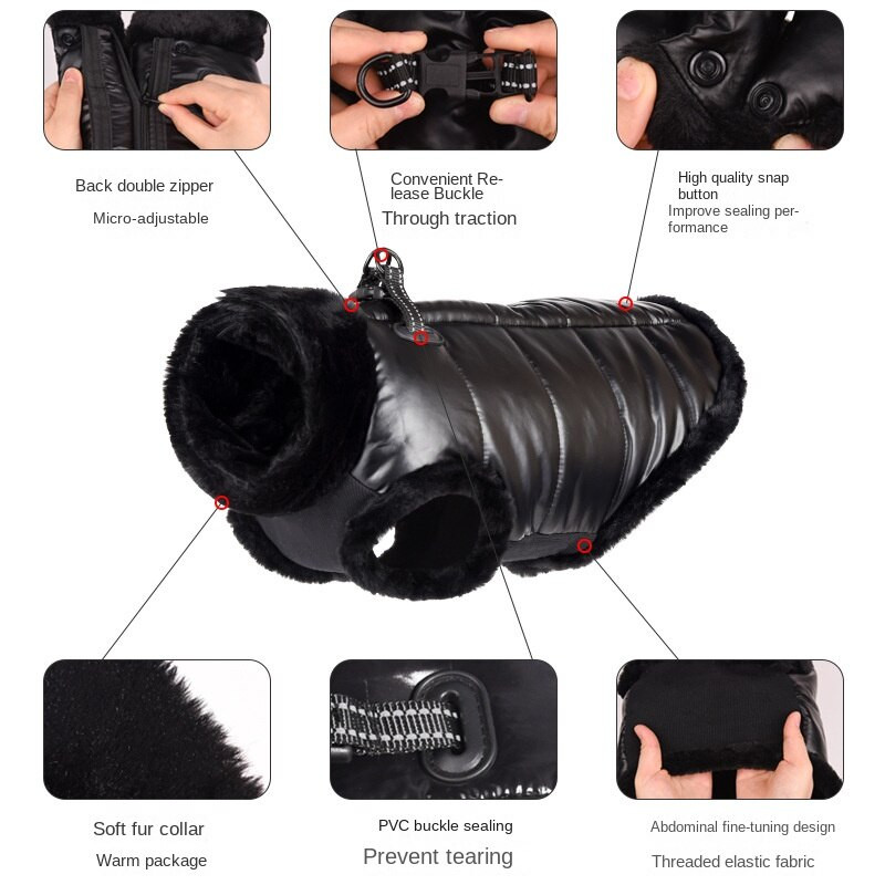 Zimná páperová bunda pre psov, nepremokavá vesta pre šteniatka s kožušinovým golierom, francúzsky buldoček, čivava, teplá bunda pre domáce zvieratá