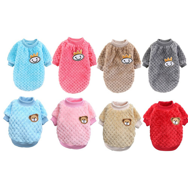 Medve hímzés Kutya mellény Téli meleg kutyaruha kis kutyáknak Plüss kiskutya macska kabát ruhák pulcsik kisállat ruházat