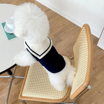 Γιλέκο κατοικίδιων με κολάρο Ναυτικό Βαμβακερό Καλοκαιρινό Λεπτά Ρούχα Σκύλου Γάτα Puppy Chihuahua Yorkshire Μικρά ρούχα για σκύλους