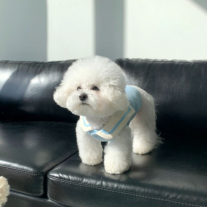 Tamnoplavi prsluk s ogrlicom za kućne ljubimce Pamuk Ljetna tanka odjeća za pse Štene mačke Chihuahua Yorkshire Odjeća za male pse