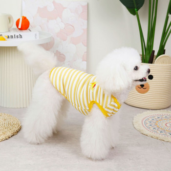 Μικρό Βαμβακερό γιλέκο σκύλου Χοντρό ζεστό τρίχωμα Φθινοπωρινό Χειμώνα Άνετα μαλακά ρούχα για κουτάβι γατάκι Μπουφάν για γάτα Μόδα ριγέ πουλόβερ πατημασιά