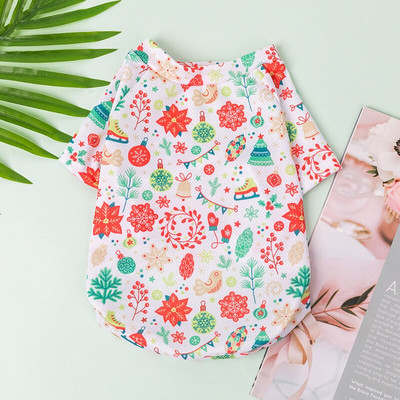 Animal de companie cu mânecă scurtă pentru câini cu mânecă scurtă Haine pentru câini de Crăciun mânecă scurtă imprimată cu desene animate pentru câini de talie mică și mijlocie