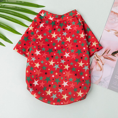 Animal de companie cu mânecă scurtă pentru câini cu mânecă scurtă Haine pentru câini de Crăciun mânecă scurtă imprimată cu desene animate pentru câini de talie mică și mijlocie