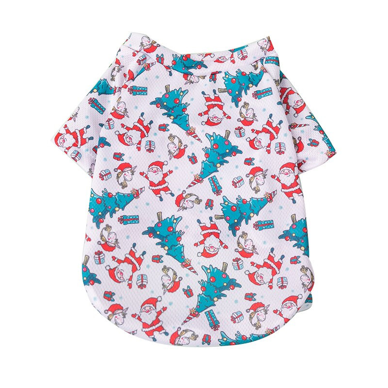 Animal de companie cu mânecă scurtă pentru câini cu mânecă scurtă Haine pentru câini de Crăciun mânecă scurtă imprimată cu desene animate pentru câini de talie mică și mijlocie