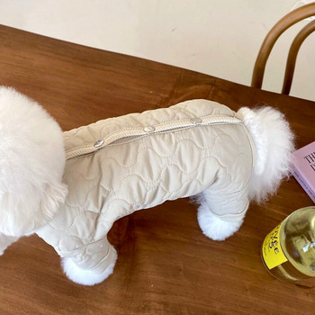 Домашен любимец Четирикрак подплатен пудел Топли зимни дрехи Яке с пух за малки кучета Едноцветни дрехи за кучета Удебелена отворена риза