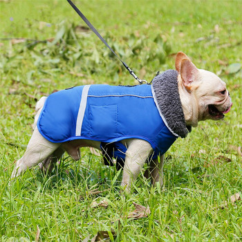 Дизайнерски зимни дрехи за кучета Водоустойчиви светлоотразителни якета за кучета с подплата за средно големи кучета Топло дебело палто за домашни любимци от полар Регулируемо
