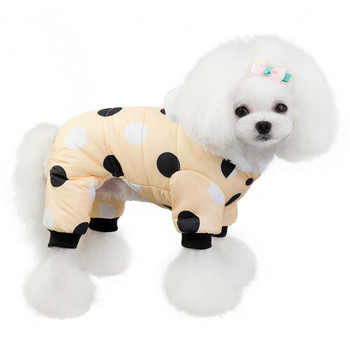 Точкови топли дрехи за домашни любимци за кучета Ветроустойчиви якета Външни поларени палта с качулка Малко куче Зимен гащеризон Облекло