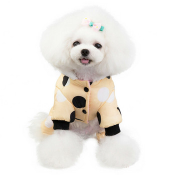 Точкови топли дрехи за домашни любимци за кучета Ветроустойчиви якета Външни поларени палта с качулка Малко куче Зимен гащеризон Облекло