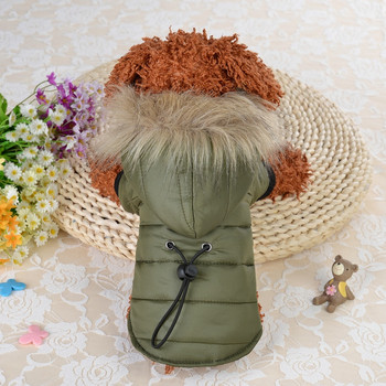 Нови едноцветни дрехи за малки кучета с качулка с форма на талията Кученце Яке Йорк Куче Памук Топли котешки зимни дрехи Пухено палто