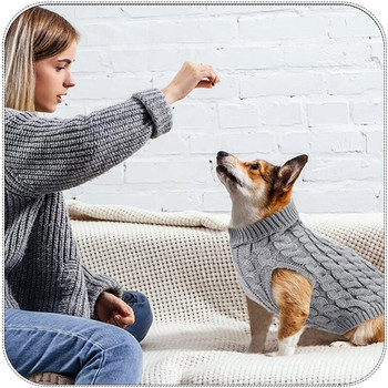 Кучешки пуловери за облекло за домашни любимци Зимни топли средни малки кучета Дрехи за котки Водолазка Плетена жилетка за кученце Палто от чихуахуа йорки