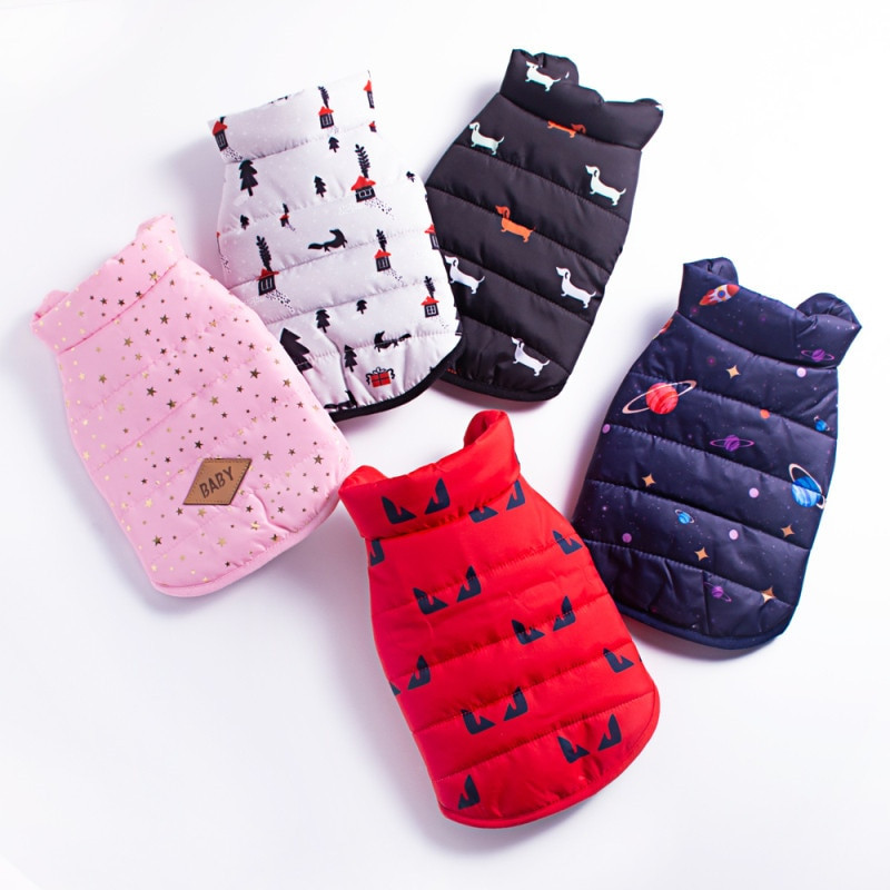 Sügis- ja talvine lemmiklooma puuvillane vest polsterdatud soe lemmiklooma jope Väike ja keskmine riided Prantsuse buldog Chihuahua koera talvemantel S-2XL