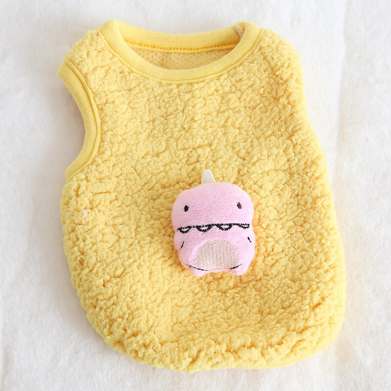 Žieminiai pliušiniai mažų dinozaurų šunų rūbai Šilti medvilniniai drabužiai šunims ir kačiukams Dizainerių drabužiai šunims Šunų liemenės spalvos dinozauras