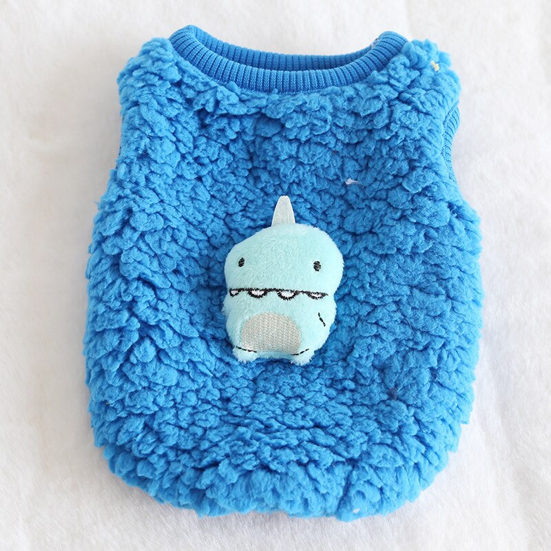 Žieminiai pliušiniai mažų dinozaurų šunų rūbai Šilti medvilniniai drabužiai šunims ir kačiukams Dizainerių drabužiai šunims Šunų liemenės spalvos dinozauras