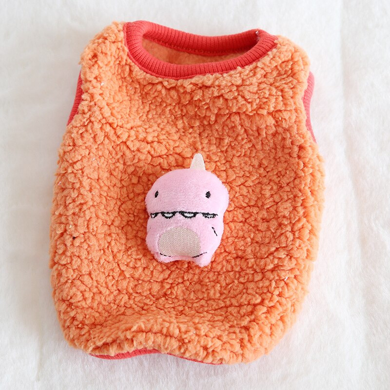 Žieminiai pliušiniai mažų dinozaurų šunų rūbai Šilti medvilniniai drabužiai šunims ir kačiukams Dizainerių drabužiai šunims Šunų liemenės spalvos dinozauras