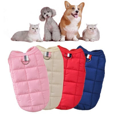 Luxury Dog Clothes Winter Fleece Warm Dog Coat Solid Color Cat Jacket Thick Chihuahua Teddy Vest With Tow Ring Pet Supplies