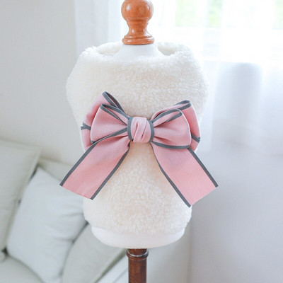 PETCIRCLE šunų drabužiai Trispalvė lanko liemenė mažiems ir vidutiniams šunims šuniukas katė rudeninė žieminė augintinio apranga šuns kostiumas gyvūno reikmenys paltas