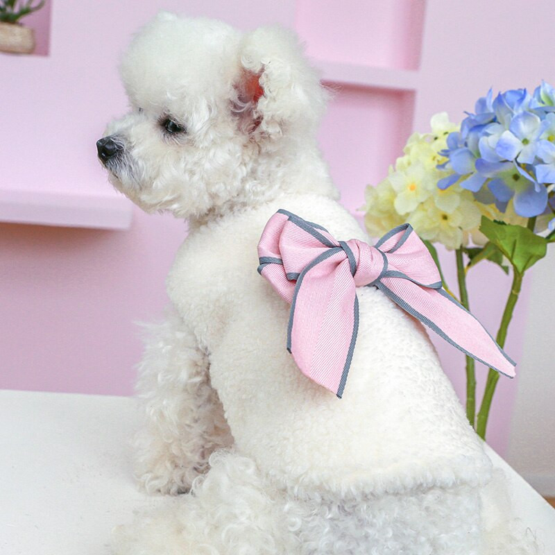 PETCIRCLE šunų drabužiai Trispalvė lanko liemenė mažiems ir vidutiniams šunims šuniukas katė rudeninė žieminė augintinio apranga šuns kostiumas gyvūno reikmenys paltas