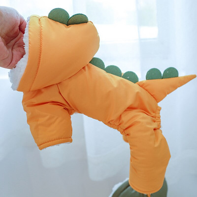 Jachetă de iarnă pentru animale de companie Jachetă caldă din bumbac Haine groase de dinozaur dolofan pentru câini mici și mijlocii