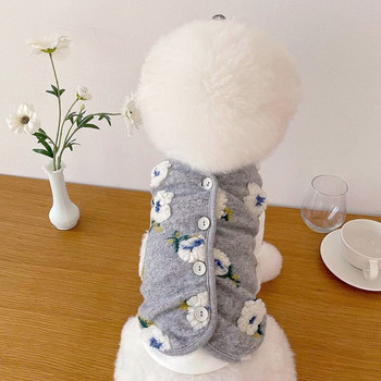 Ζεστό πουλόβερ για κατοικίδια Φθινόπωρο Χειμώνας Μεσαία Μικρά Ρούχα Σκύλων Μόδα Γιλέκο Μοτίβο λουλουδιών Γατάκι κουτάβι Χαριτωμένο παλτό Μπουλντόγκ Παγκ Τσιουάουα