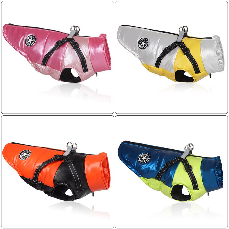 Talvised soojad lemmikloomakoera riided Talvine koerajakk Koera soojad riided rakmetega Veekindel talvejope prantsuse buldogi kostüümile