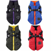 Kutyakabát kabát hevederrel kis és közepes méretű kutyák számára Vízálló kutyakabát dzseki meleg párnázott puffos kisállat kutya kölyök ruha mellény