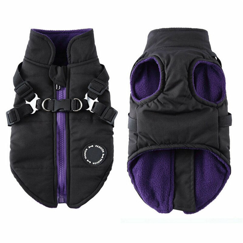 Kutyakabát kabát hevederrel kis és közepes méretű kutyák számára Vízálló kutyakabát dzseki meleg párnázott puffos kisállat kutya kölyök ruha mellény