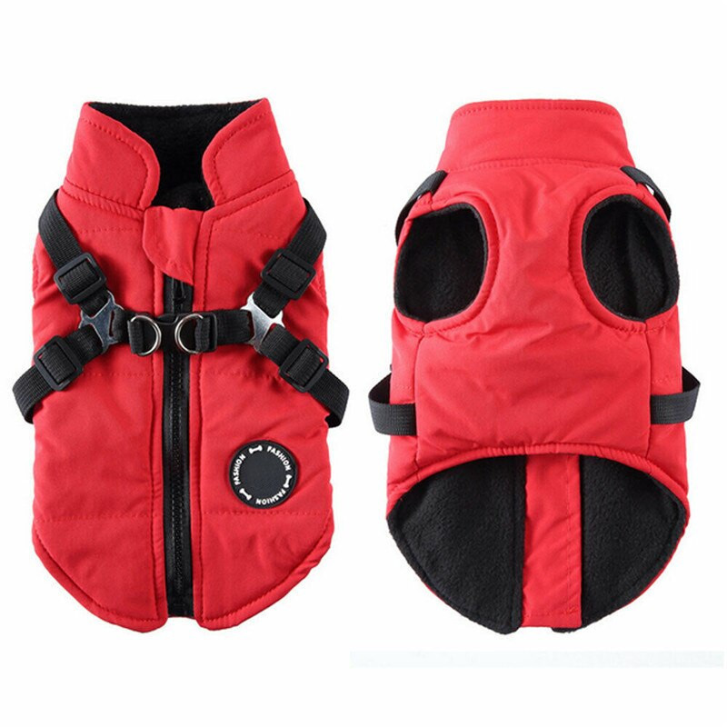 Kutyakabát kabát hevederrel kis és közepes méretű kutyák számára Vízálló kutyakabát dzseki meleg párnázott puffos kisállat kutya kölyök ruha mellény