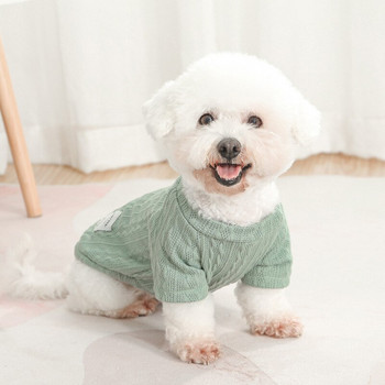 Класически плътен пуловер за кученца Зимни топли дрехи за малки кучета Чихуахуа Дакел Джъмпер Плетена плетена на една кука костюм за домашни любимци Джърси