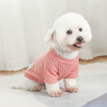 Класически плътен пуловер за кученца Зимни топли дрехи за малки кучета Чихуахуа Дакел Джъмпер Плетена плетена на една кука костюм за домашни любимци Джърси