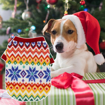 Коледни дрехи за кучета Сладък Дядо Коледа Модел на лосове от снежинки Топъл пуловер Празнично обличане Streetwear Риза за домашни любимци Кученце Мек принт