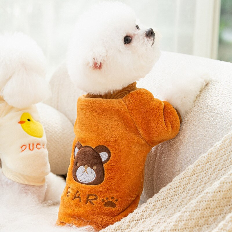 Kisállatra ragasztott szövet hímzett kutya kétoldalas flanel macska kölyök kis és közepes méretű kutyák meleg kutyaruhák