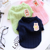 Egyszínű kölyökmellény Rajzfilm nyomtatás Kisállatruhák Őszi mackó meleg pulóver Koreai kutyaruhák kiskutya kétlábú ruházat