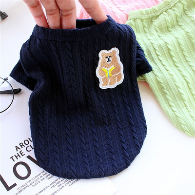 Egyszínű kölyökmellény Rajzfilm nyomtatás Kisállatruhák Őszi mackó meleg pulóver Koreai kutyaruhák kiskutya kétlábú ruházat