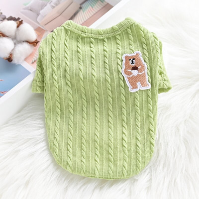 Egyszínű kölyökmellény Rajzfilm nyomtatás Kisállatruhák Őszi mackó meleg pulóver Koreai kutyaruhák kiskutya kétlábú ruházat