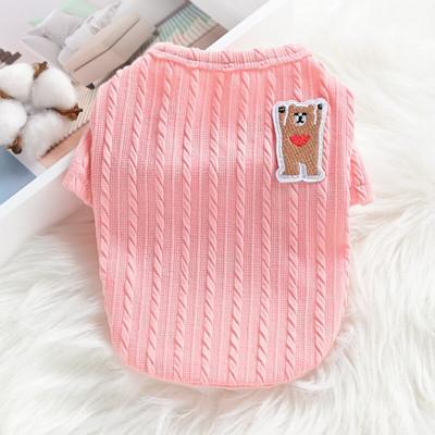 Egyszínű kölyökmellény Rajzfilm nyomtatás Kisállatruhák Őszi mackó meleg pulóver Koreai kutyaruhák kiskutya kétlábú ruházat