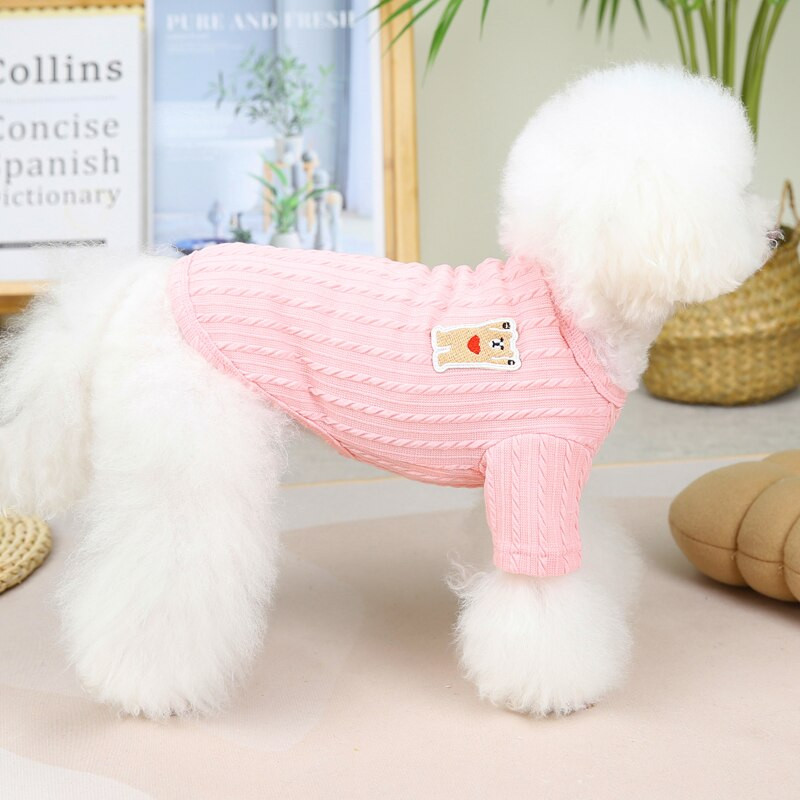 Egyszínű kölyökmellény Rajzfilm nyomtatás Kisállatruhák Őszi mackó meleg pulóver Koreai kutyaruhák kiskutya kétlábú ruházat