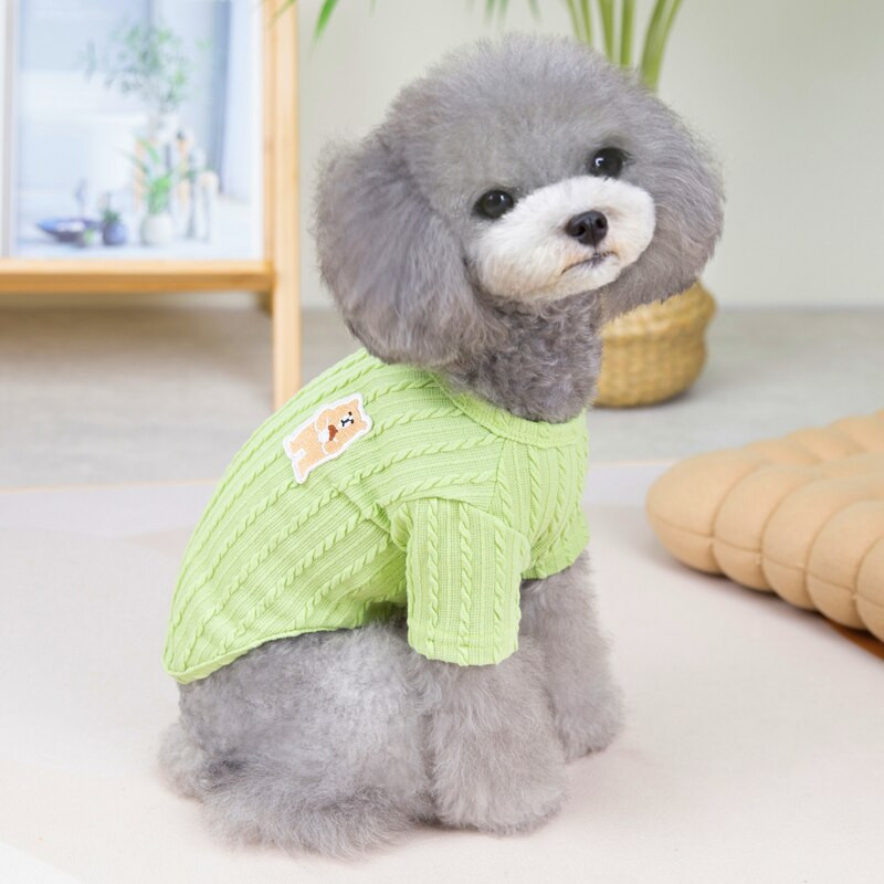 Egyszínű kölyökmellény Rajzfilm nyomtatás Kisállatruhák Őszi mackó meleg pulóver Koreai kutyaruhák kiskutya kétlábú ruházat