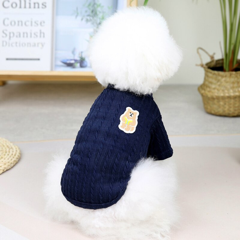 Egyszínű kölyökmellény Rajzfilm nyomtatás Kisállatruhák Őszi mackó meleg pulóver Koreai kutyaruhák kiskutya kétlábú ruházat