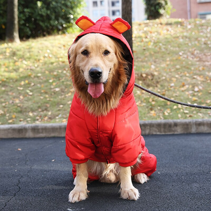 Riided keskmistele ja suurtele lemmikloomakoertele sügis- ja talvejope, nelja jalaga puuvillase polsterdatud riided, trükitud paksud riided
