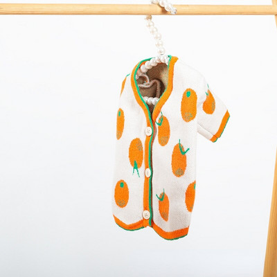 Jesen Zima Crtani Narančasta pletena odjeća za kućne ljubimce Mali srednji psi i mačke Upečatljiva boja Valoviti rub Topla odjeća Odjeća za mačke