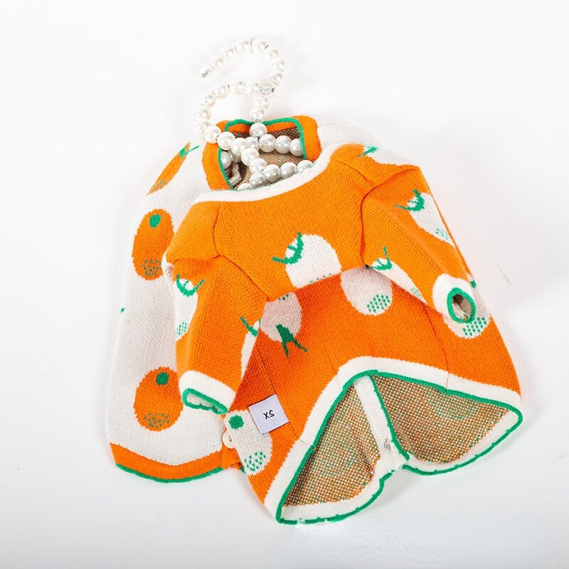 Jesen Zima Crtani Narančasta pletena odjeća za kućne ljubimce Mali srednji psi i mačke Upečatljiva boja Valoviti rub Topla odjeća Odjeća za mačke