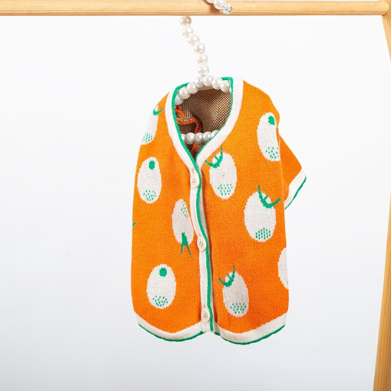 Jesen Zima Crtani Narančasta pletena odjeća za kućne ljubimce Mali srednji psi i mačke Upečatljiva boja Valoviti rub Topla odjeća Odjeća za mačke