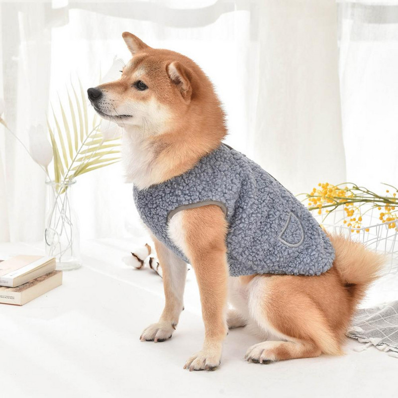 Kergesti kantav mood lemmikloomakoerte varrukateta mantel riided, nööbiga suletav lemmiklooma vesti tasku disain talveks