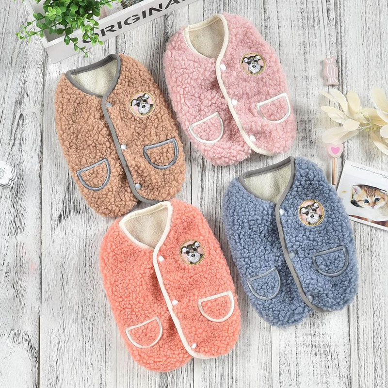 Kergesti kantav mood lemmikloomakoerte varrukateta mantel riided, nööbiga suletav lemmiklooma vesti tasku disain talveks