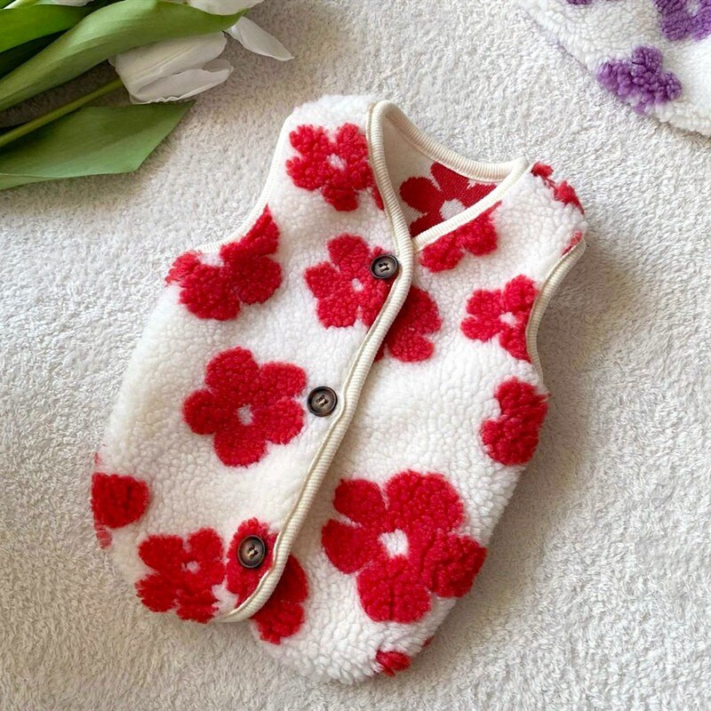 Sweet Flowers mellény Téli kisállat kutyaruhák gyapjú meleg kabát kis közepes kutyáknak Yorkshire kabát kölyökruha Ropa Perro