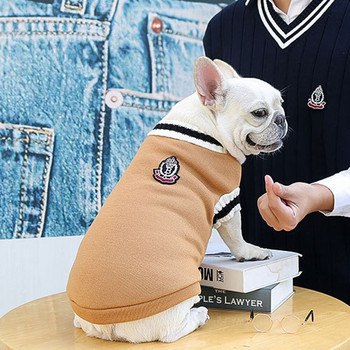 Ζεστά ρούχα για κατοικίδια Πουλόβερ σκύλου Φούτερ Preppy στυλ πλεκτό γιλέκο με λαιμόκοψη για κουτάβι Μικρά μεσαία μεγάλα σκυλιά Ρούχα γατάκι γάτα