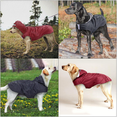 Dog Raincoat Waterproof Hoodie Jacket Rain Poncho Pet Rainwear Clothes with Reflective Stripe Outdoor Dogs Raincoat Accessories