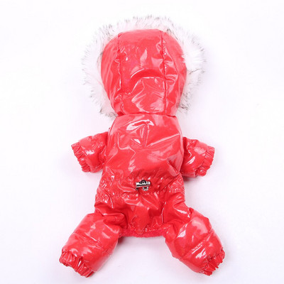 Kutyák Macskák Téli Jumpsuit Down Kabát PU Bőr Vízálló Ruhák Kisállat Kölyök Kabát Kabát Meleg Outfit